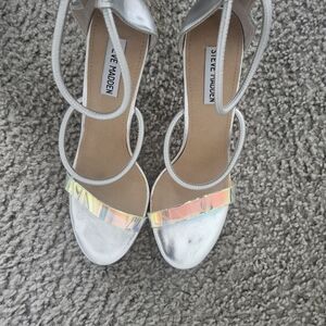 Steve Madden Silver and Iridescent Heels